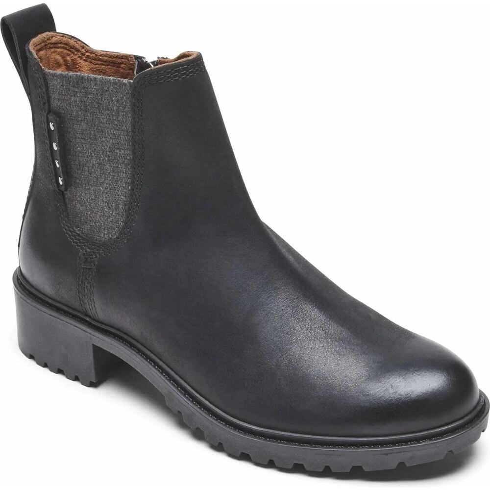 Cobb Hill Women's Winter Chelsea Waterproof Ankle Boot Black Leather Size 8.5